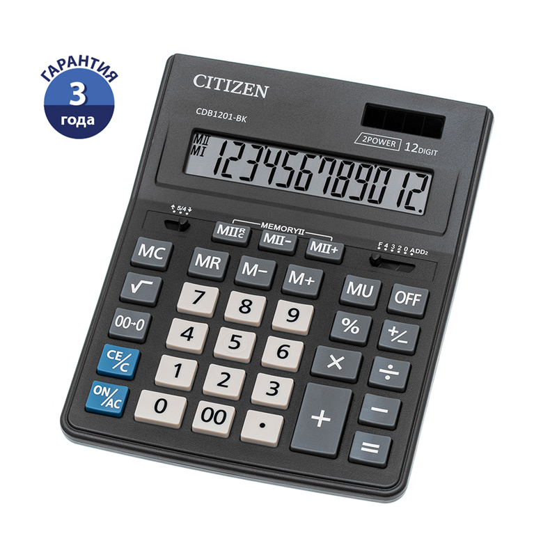Калькулятор CITIZEN 155х205х35мм 12р CDB 1201-BK