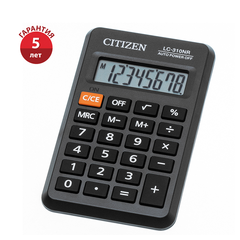 Калькулятор CITIZEN 069х114х14мм 8разр LC-310NR карманный