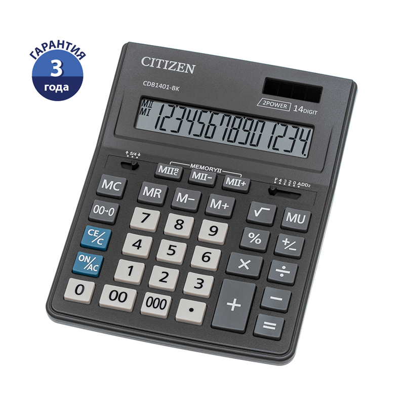 Калькулятор CITIZEN 155х205х35мм 14р CDB 1401-BK