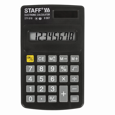 Калькулятор карм. STAFF STF-818 102 х 62мм 8р, двойное питание