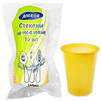 Набор стаканов 200мл Антелла желтый (1уп-10шт)
