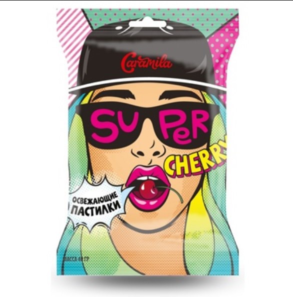 яКонфеты освежающие Super cherry со вкусом Вишни 40гр к-30