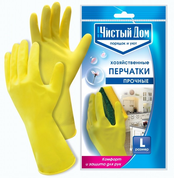 Перчатки резиновые L Чистый дом (1уп-12шт)