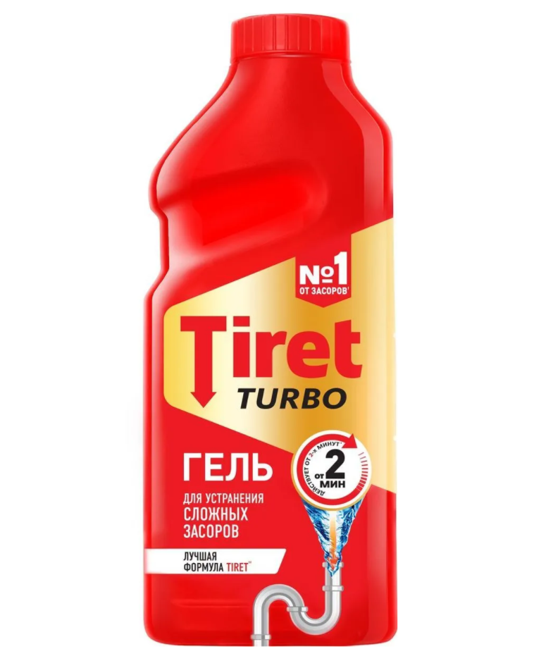 Ср-во д/канал.труб Tiret Turbo гель 500мл красный