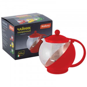 яЧайник заварочный 0,5л Mallony (пласт/корп стекл/колба)