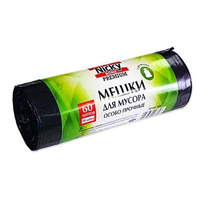 Мешки для мусора 60л/28мк Nicky Home Premium (1рул-10шт) к-40