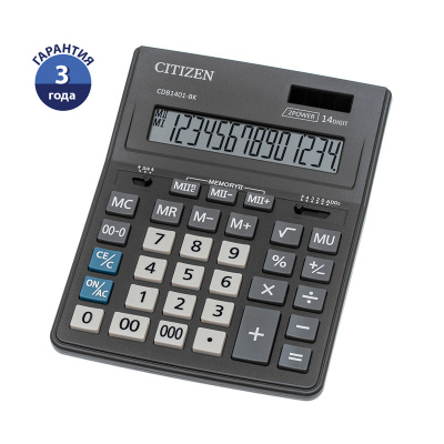 Калькулятор CITIZEN 155х205х35мм 14р CDB 1401-BK