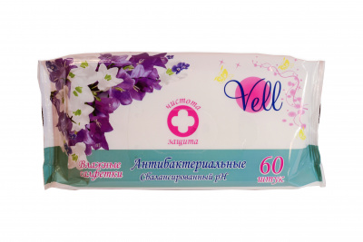 Салфетки влажные VELL антибактериальные у-60 к-20