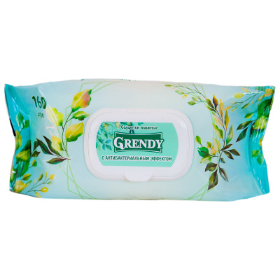 Салфетки влажные GRENDY с антибактериальным эффектом (1уп-160шт) к-12