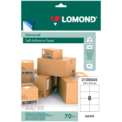 Бумага  самоклеящая 105 х 74,3 А4 50л LOMOND