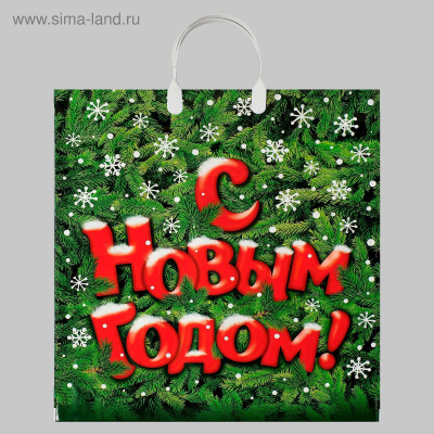 Пакет с ручками ПВД 40 х 44/100мк Поздравление пластик (1уп-10шт) (НГ)