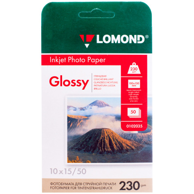 Бумага  для фото (10 х 15см) 230г/м2 глянц.0102035 А6 50л LOMOND