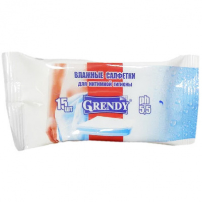 Салфетки влажные GRENDY для интимной гигиены (1уп-15шт) к-110