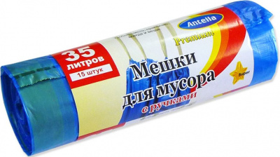 Мешки для мусора 35л/18мк с завязками Антелла (1рул-15шт) к-60