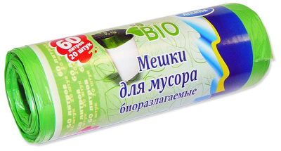 Мешки для мусора 60л/7мк биоразл. Антелла (1уп-20шт) к-10