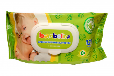 Салфетки Bambolina 120шт детские с клапаном  к-16