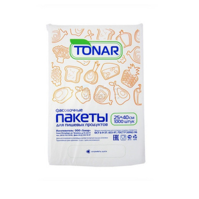 Пакет фасовочный ПНД 25 х 40/ 7мк Тонар А (1уп-1000шт) к-10