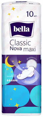 Прокладки Bella Classic Nova MAXI с крыл. (1уп-10шт) к-24