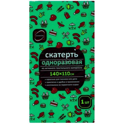 Скатерть 120см х 140см Полянка спанбонд зелёная к-50