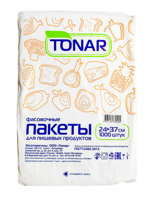 Пакет фасовочный ПНД 24 х 37/13мк Тонар В (1уп-1000шт) к-10